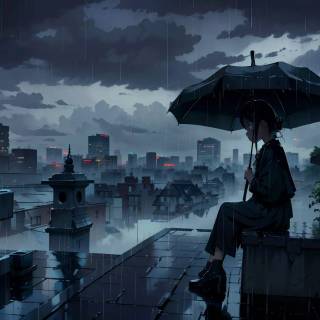 Sad dark anime PC wallpaper