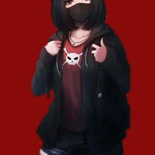 Red anime girl phone wallpaper