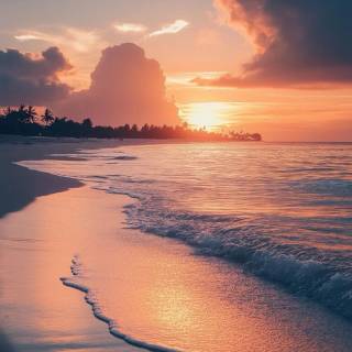 Sunset beach phone wallpaper