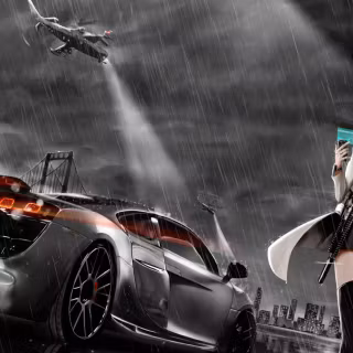 Car and anime wallpaper