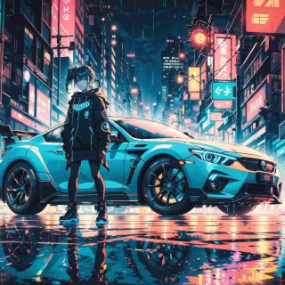 Car and anime wallpaper