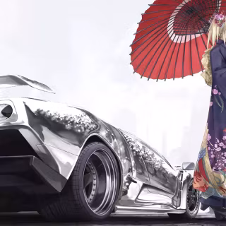 Car and anime wallpaper
