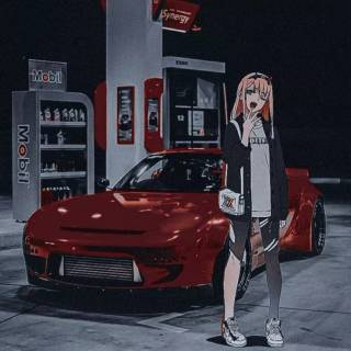 Car and anime wallpaper