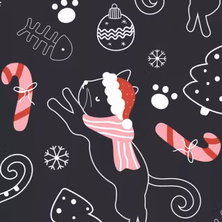 Christmas cat iPhone wallpaper