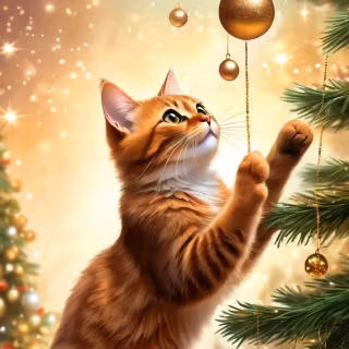 Christmas cat iPhone wallpaper