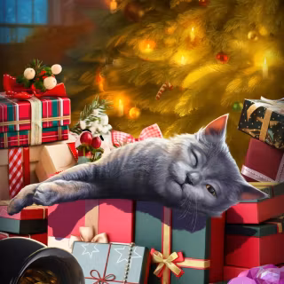 Christmas cat iPhone wallpaper