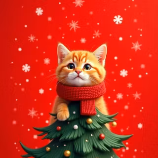 Christmas cat iPhone wallpaper