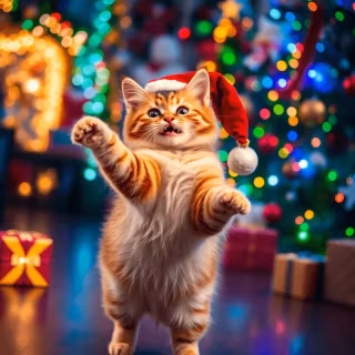 Christmas cat iPhone wallpaper