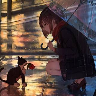 Anime girl cat 1920x1080 wallpaper