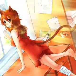 Anime girl cat 1920x1080 wallpaper