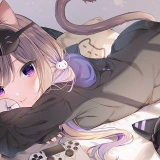 Anime girl cat 1920x1080 wallpaper