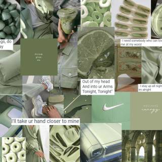 Sage green beige aesthetic collage wallpaper