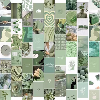Sage green beige aesthetic collage wallpaper