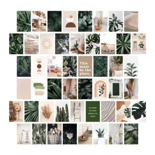 Sage green beige aesthetic collage wallpaper