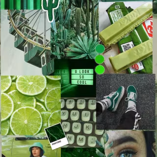 Sage green beige aesthetic collage wallpaper