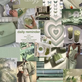 Sage green beige aesthetic collage wallpaper