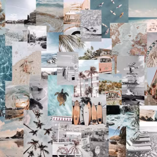 Sage green beige aesthetic collage wallpaper