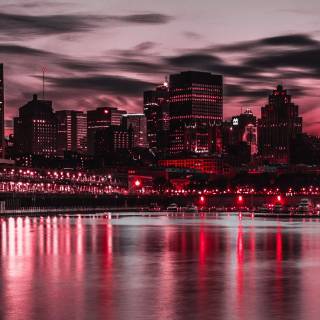 4k city red wallpaper