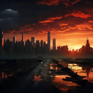 4k city red wallpaper