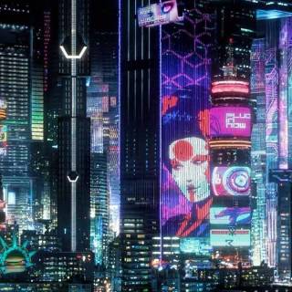 Cyberpunk city iPhone wallpaper