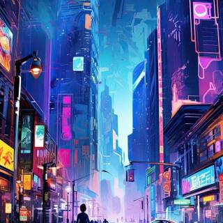 Cyberpunk city iPhone wallpaper