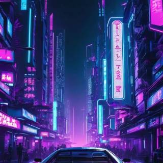 Cyberpunk city iPhone wallpaper