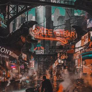 Cyberpunk city iPhone wallpaper