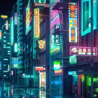 Cyberpunk city iPhone wallpaper