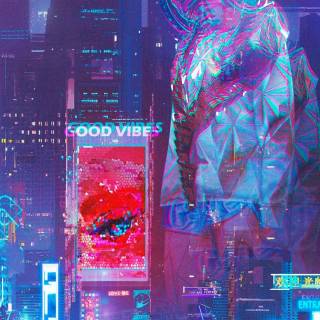 Cyberpunk city iPhone wallpaper