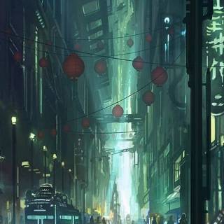 Cyberpunk city iPhone wallpaper