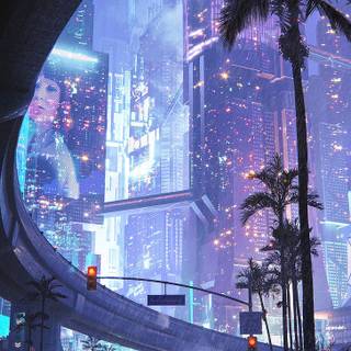 Cyberpunk city iPhone wallpaper