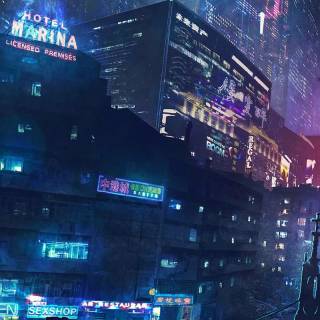 Cyberpunk city iPhone wallpaper