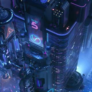 Cyberpunk city iPhone wallpaper