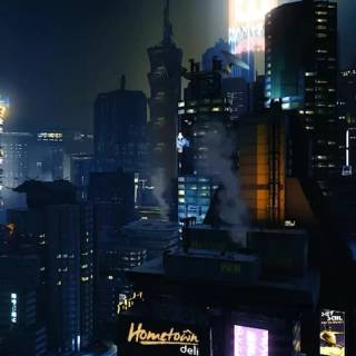 Cyberpunk city iPhone wallpaper