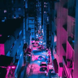 Cyberpunk city iPhone wallpaper