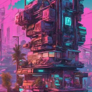 Cyberpunk city iPhone wallpaper