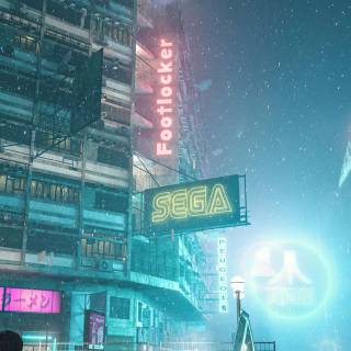 Cyberpunk city iPhone wallpaper
