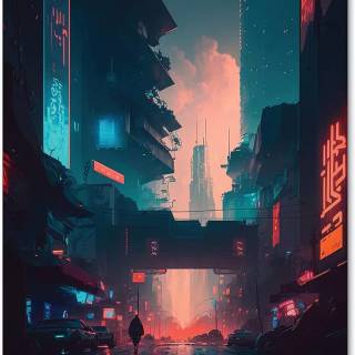 Cyberpunk city iPhone wallpaper