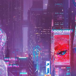 Cyberpunk city iPhone wallpaper