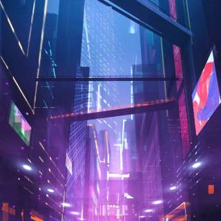 Cyberpunk city iPhone wallpaper