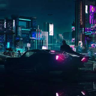 Cyberpunk city iPhone wallpaper