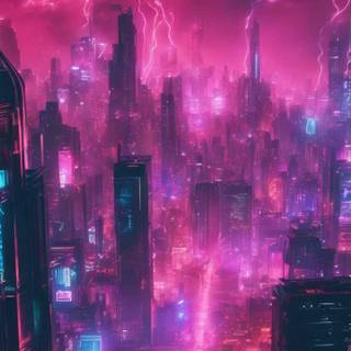 Cyberpunk city iPhone wallpaper