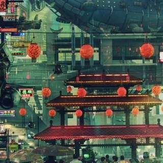 Cyberpunk city iPhone wallpaper