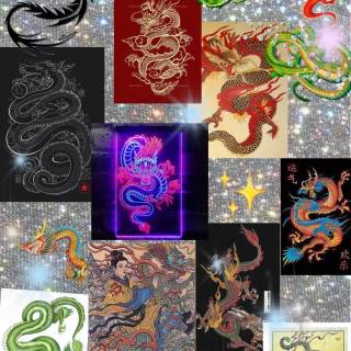 Dragon collage wallpaper