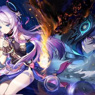 Anime purple PS5 wallpaper