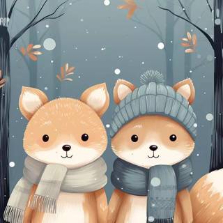 Kawaii winter iPhone wallpaper