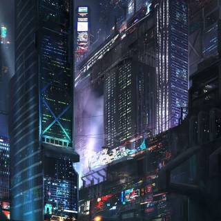 Anime cityscape phone wallpaper