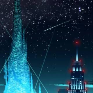 Anime cityscape phone wallpaper