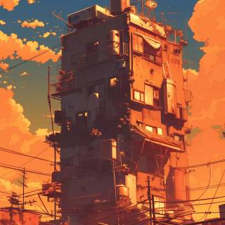 Anime cityscape phone wallpaper