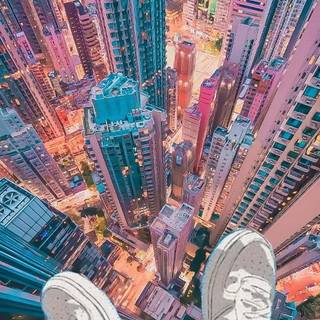 Anime cityscape phone wallpaper